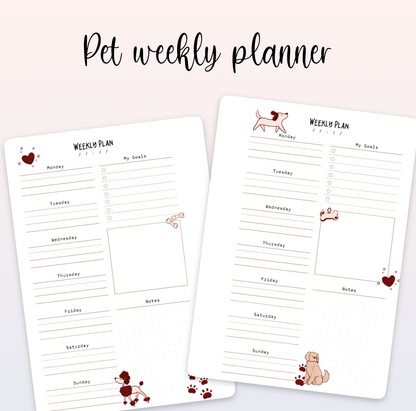 Minimalist Dog Themed Weekly Planner