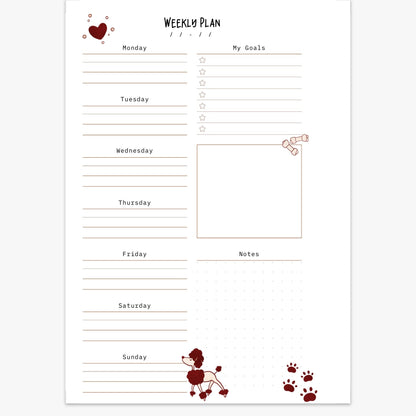 Minimalist Dog Themed Weekly Planner
