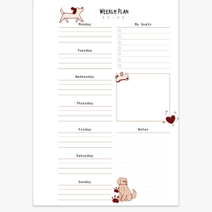 Minimalist Dog Themed Weekly Planner