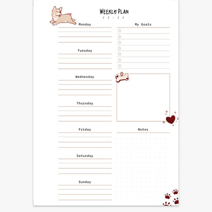Minimalist Dog Themed Weekly Planner