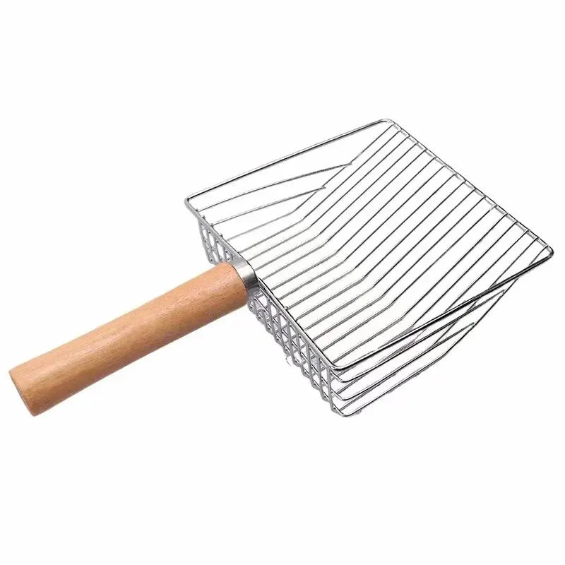 Stainless Steel Cat Litter Shovel With Wooden Handle
