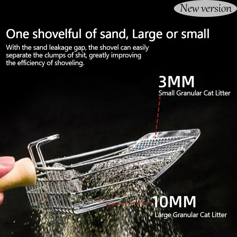 Stainless Steel Cat Litter Shovel With Wooden Handle