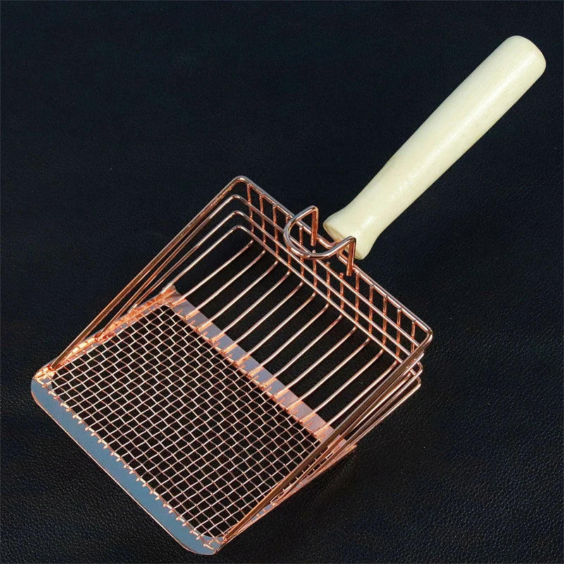 Stainless Steel Cat Litter Shovel With Wooden Handle