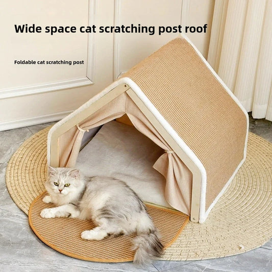 Cat House With Scratching Pad on Roof