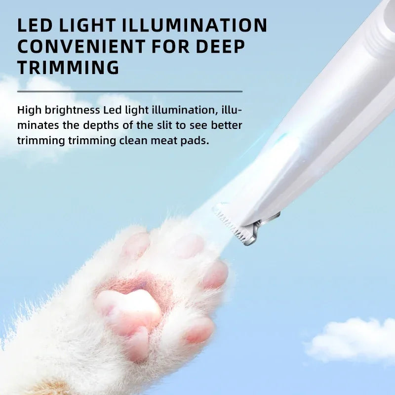 Waterproof Pet Paw Trimmer with LED Light