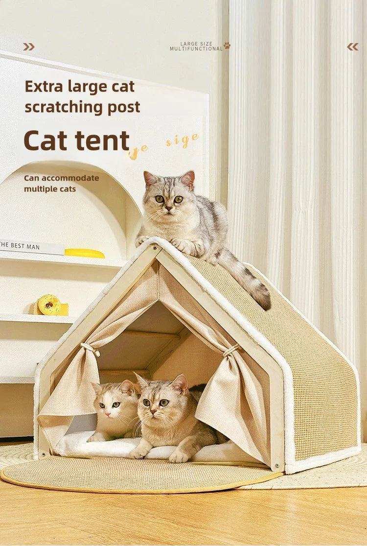 Cat House With Scratching Pad on Roof