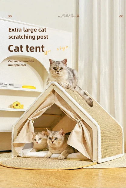 Cat House With Scratching Pad on Roof