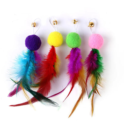 9 Pack Colorful Feather Replacement Head Funny Cat Toy