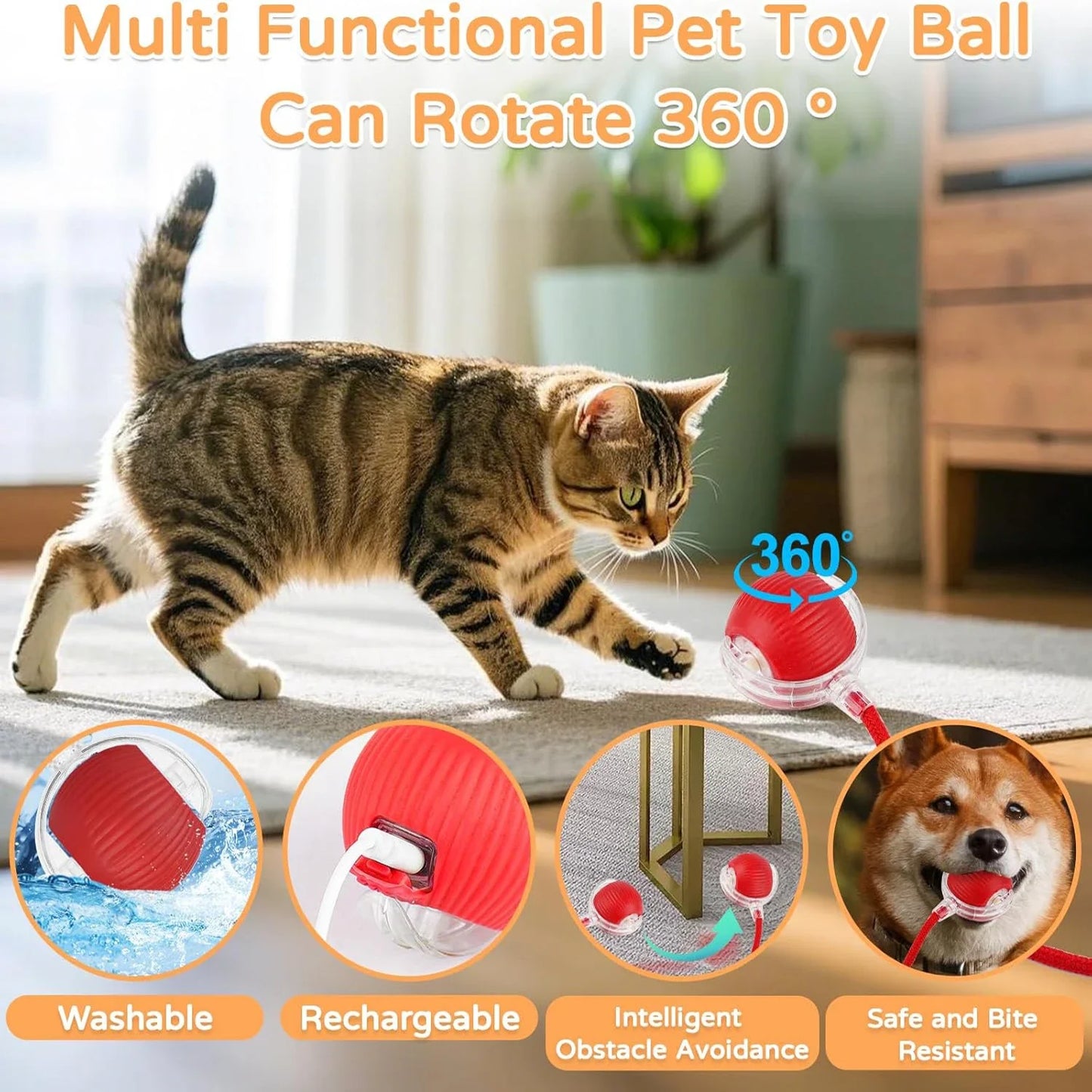 Dog Cat Interactive Ball Toy Automatic Rolling Ball
