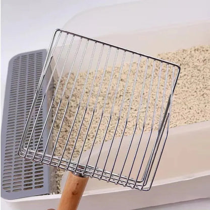 Stainless Steel Cat Litter Shovel With Wooden Handle